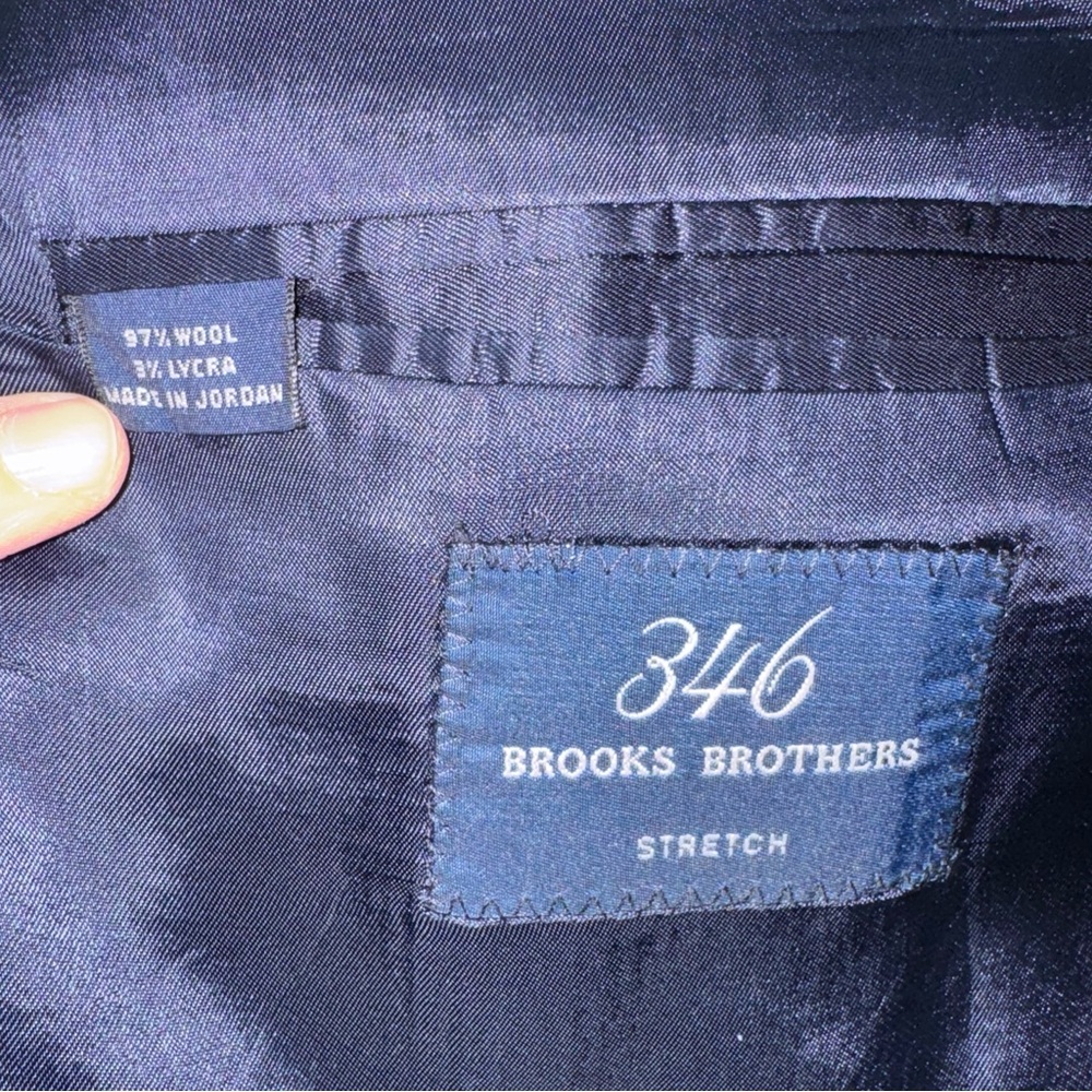 Brooks Brothers 346 Stretch Wool Blazer Jacket Men 46R Modern Business Navy Blue - Picture 12 of 13